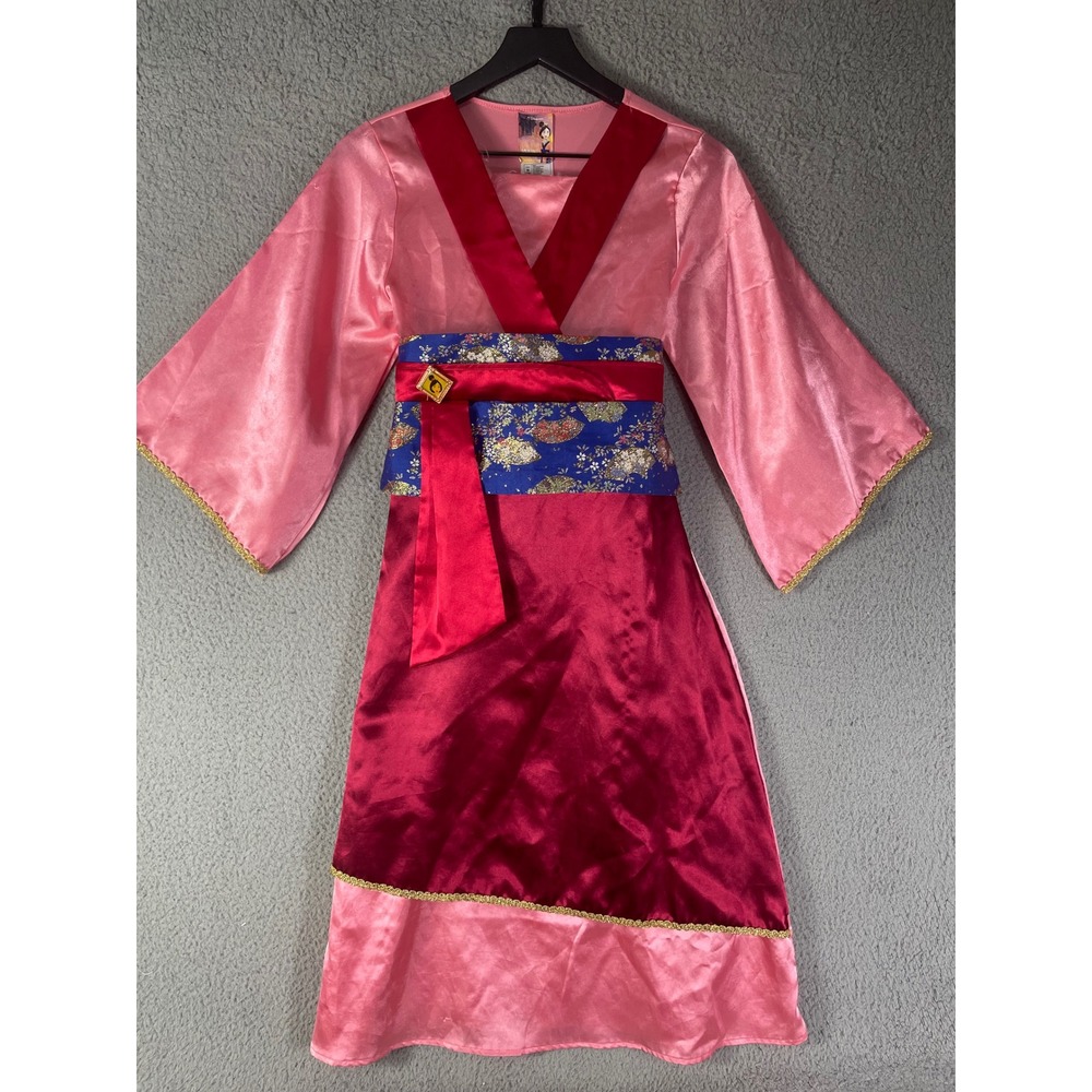 Disney Store Mulan Costume Dress Girls M 7/8 Pink Blue Princess Halloween Outfit - Picture 8 of 13